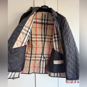 Burberry Brit Classic Quilted Black Jacket with Signature Beige Check Lining M